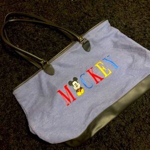 Vintage Y2k embroidered Disney Mickey Mouse travel tote bag.
